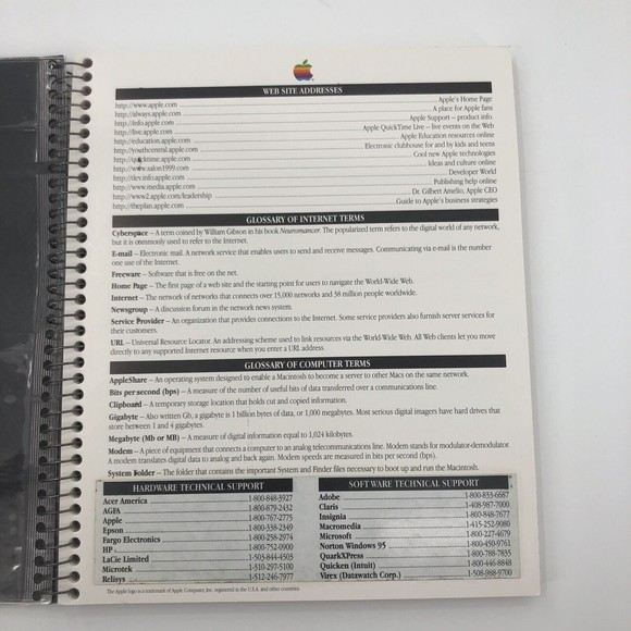 Vtg Apple Computer Spiral Bound Notebook Insert Info Sheet Black Mead 4 Subject - Picture 6 of 13